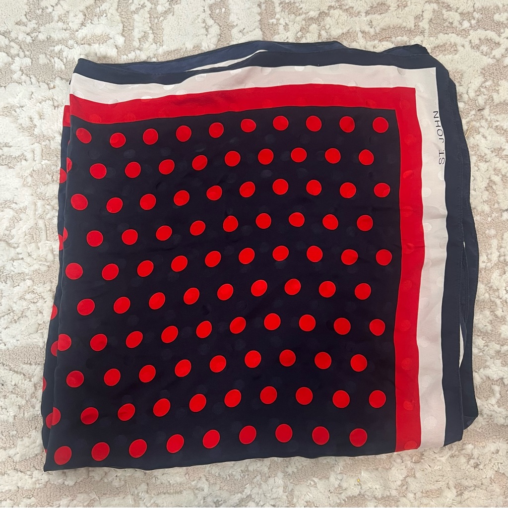 St John Red White Blue 100 Silk Scarf